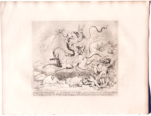 original James Gillray etchings Presages of the Millenium; with the Destruction of the Faithful 